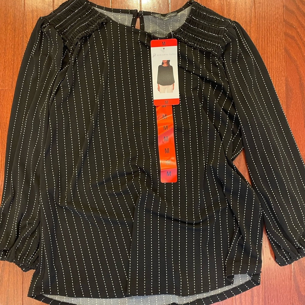 Black and White Striped Women's Top